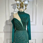 Serene Hill Abito elegante mermaid verde arabo con una spalla e perline, abito da sera di lusso Dubai per donne per feste di nozze LA72550