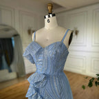 Abito da sera sirena di lusso Dubai con gonna  Cinturini a spaghetti perline azzurro chiaro per occasioni formali  LA72341A
