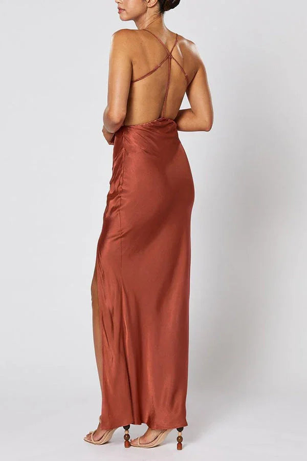 Sexy Burgunderrotes ärmelloses Brautjungfernkleid mit Spaghettiträgern BD109