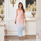 2025 New Sexy Elegant party dresses woman Gradient pink blue Vintage great gatsby Evening dress Sequin Strapless