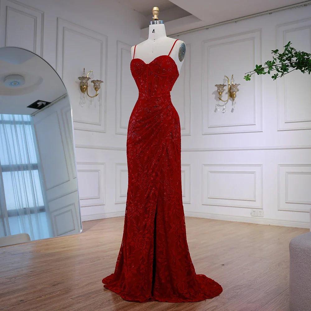 Elegantes rotes Ballkleid mit Schlitz LA72998