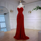 Elegantes rotes Ballkleid mit Schlitz LA72998
