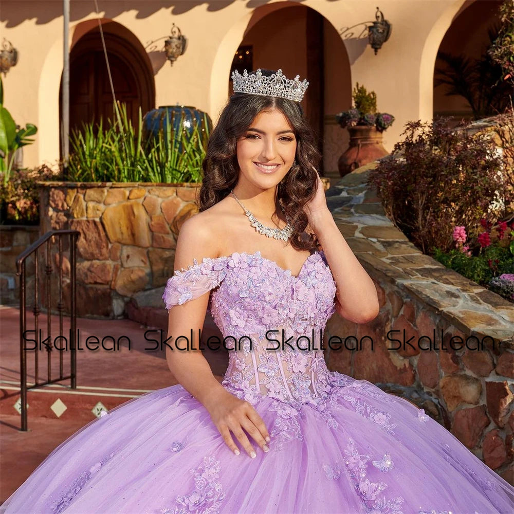 Skallean em camadas quinceanera vestidos princesa doce 16 anos menina festa de aniversário contas rendas apliques vestidos 15 de quinceañera