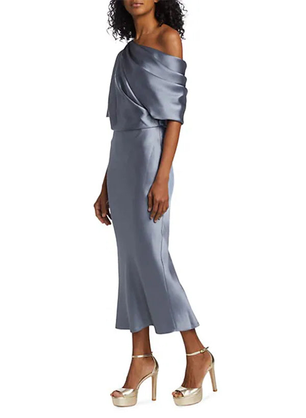 One Shoulder Mother of the Bride Gown in Elegant Column Silhouette