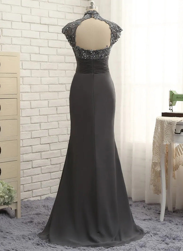 Elegant High Neck Floor Length Gown for Mother of the Bride