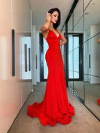 Column Ruffles Sleeveless Prom Dresses SYP132