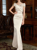 Off The Shoulder Column Gown For Mother Of The Bride Elegant Dress