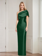 One Shoulder Sleeveless Floor Length Sheath Dress Mother Of Bride With Bowknot