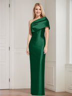 One Shoulder Sleeveless Floor Length Sheath Dress Mother Of Bride With Bowknot