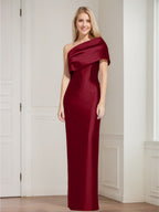 One Shoulder Sleeveless Floor Length Sheath Dress Mother Of Bride With Bowknot