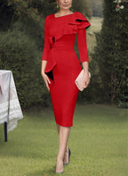 Elegant Column Sheath Mother Of The Bride Dress With Ruffles