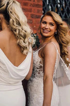 Vestido Comprido de Dama de Honra com Alças Finas e Drapeado BD130
