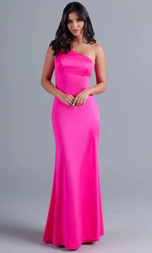 Vestido largo de gala con un solo hombro brillante SYP79