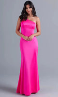 Vestido largo de gala con un solo hombro brillante SYP79