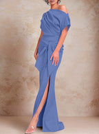 One-Shoulder Ruffled Floor-Length Trumpet Gown for the Mother of the Bride
