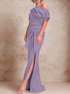 One-Shoulder Ruffled Floor-Length Trumpet Gown for the Mother of the Bride
