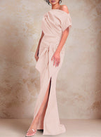 One-Shoulder Ruffled Floor-Length Trumpet Gown for the Mother of the Bride