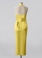 Plus Size Tea Length Mother of the Bride Halter Dress Bowknot