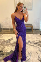 Vestido de Baile com Decote Profundo Vestido de Baile Comprido com Fenda SYP171