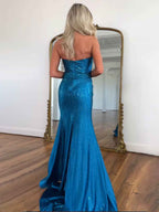 Sparkly Sweetheart Mermaid Beaded Keyhole Long Prom Dress with Slit