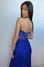 Corset Lace Long Prom Dress With Slit SYP116