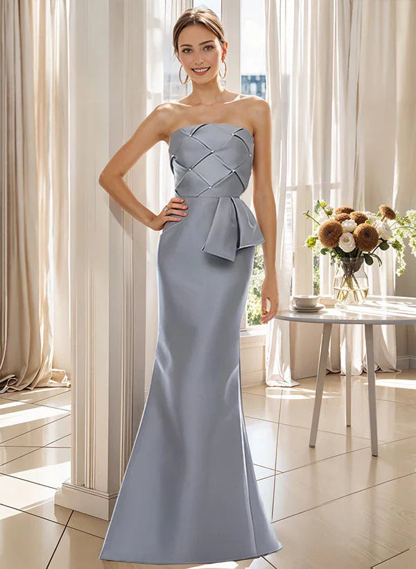 Vestidos de madrina de novia sin tirantes, con falda larga, estilo trompeta o sirena