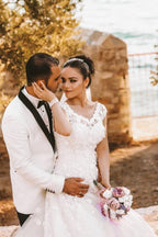 Vestido de novia de tul sin mangas, fluido, de gasa, estilo bohemio de verano