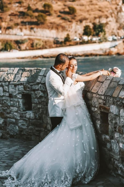 Vestido de novia de tul sin mangas, fluido, de gasa, estilo bohemio de verano