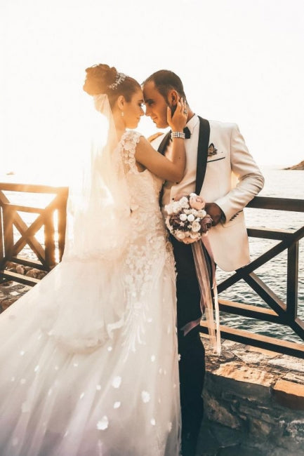 Vestido de novia de tul sin mangas, fluido, de gasa, estilo bohemio de verano