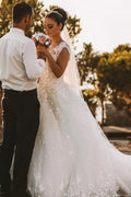 Vestido de novia de tul sin mangas, fluido, de gasa, estilo bohemio de verano