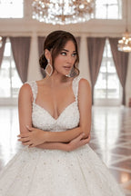 Vestido de novia princesa de corte A con tirantes de corazón