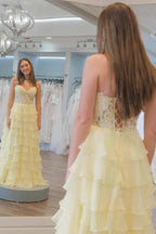 Vestidos longos de baile com corpete de chiffon rendado e folhos Sweetheart