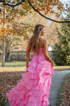 Vestidos longos de baile com corpete de chiffon rendado e folhos Sweetheart