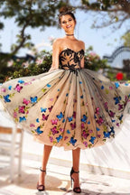 Kurzes Ballkleid mit Herzausschnitt und Schmetterlingsspitze, knielanges Homecoming-Kleid,