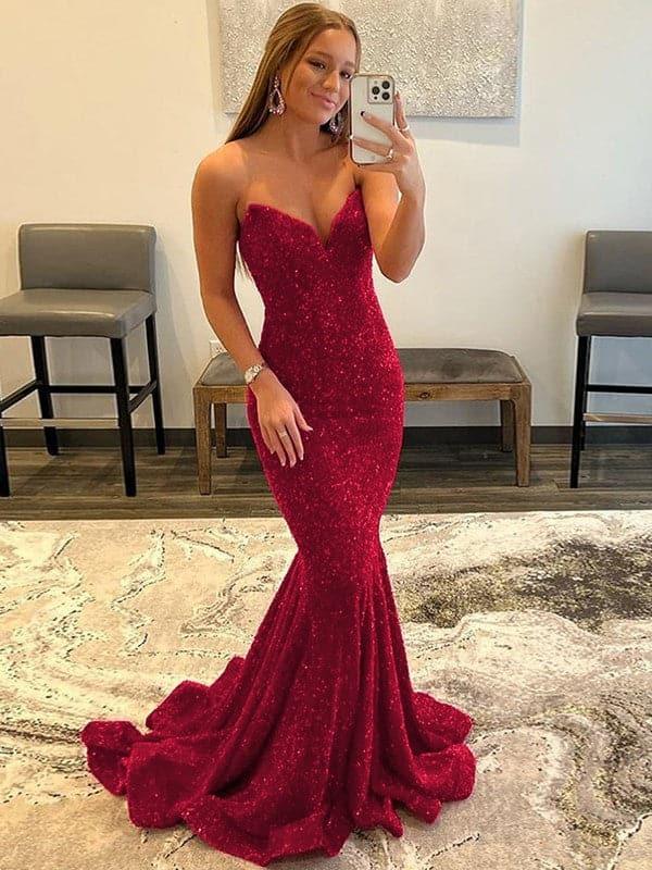Vestidos de Baile Quentes para Namoradas com Cauda Escovada SYP24