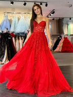 Lavender Sweetheart Strapless Lace Corset A Line Prom Dress Evening Gown