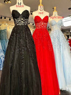 Lavender Sweetheart Strapless Lace Corset A Line Prom Dress Evening Gown