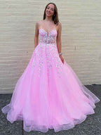 Sweetheart Strapless Long Corset Prom Dress with Appliques