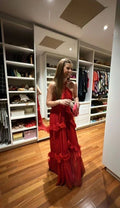Vestido Longo Elegante Vermelho para Noite Vestido de Festa Vermelho Y6138