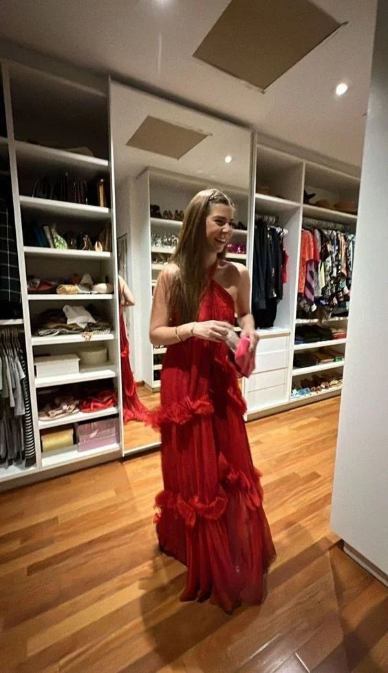Vestido Longo Elegante Vermelho para Noite Vestido de Festa Vermelho Y6138