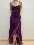 Abito da sera sirena con volant in chiffon vintage Abito formale per ballo Y7877