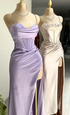 Vestido Comprido de Baile Formal Lavanda com Decote Coração de Sereia Y2507
