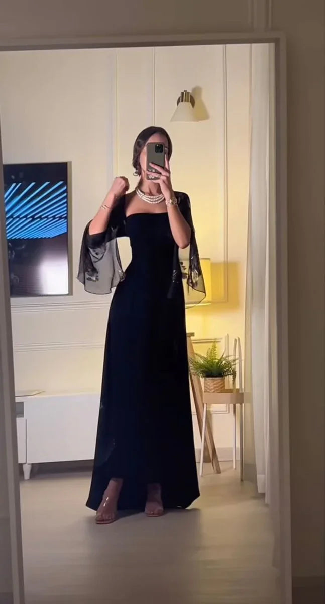 Charming Black Evening Dress Black Formal Gown Y4030