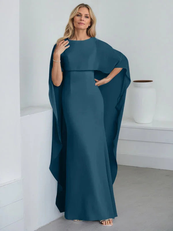 Vestido de madrina de novia de gasa largo hasta el suelo con corte recto y volantes en cascada