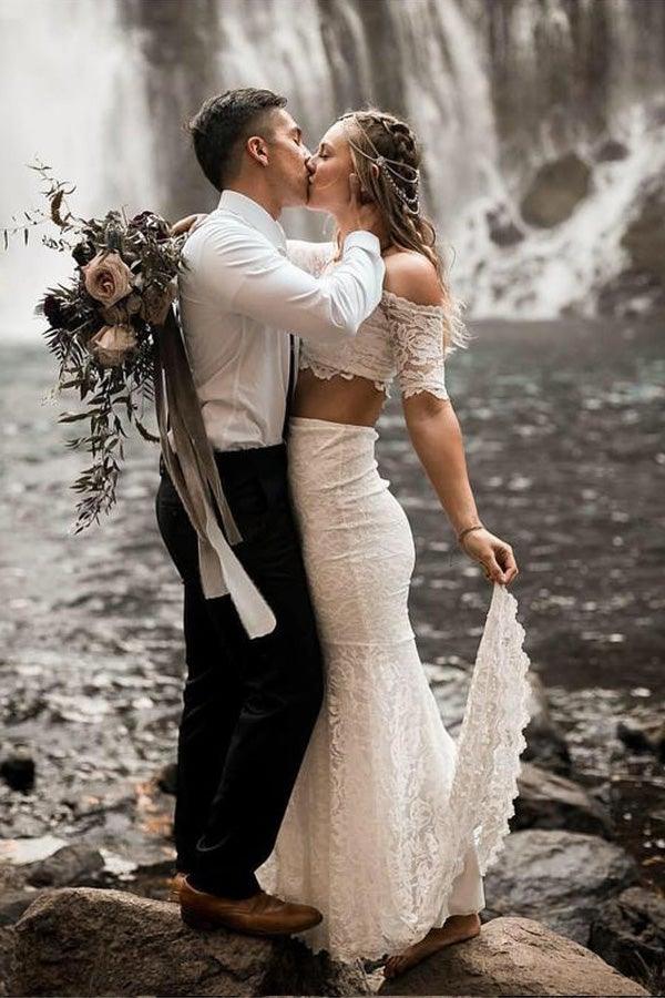 Vestidos de Noiva em Renda de Duas Peças Modelo Sereia/Trompete