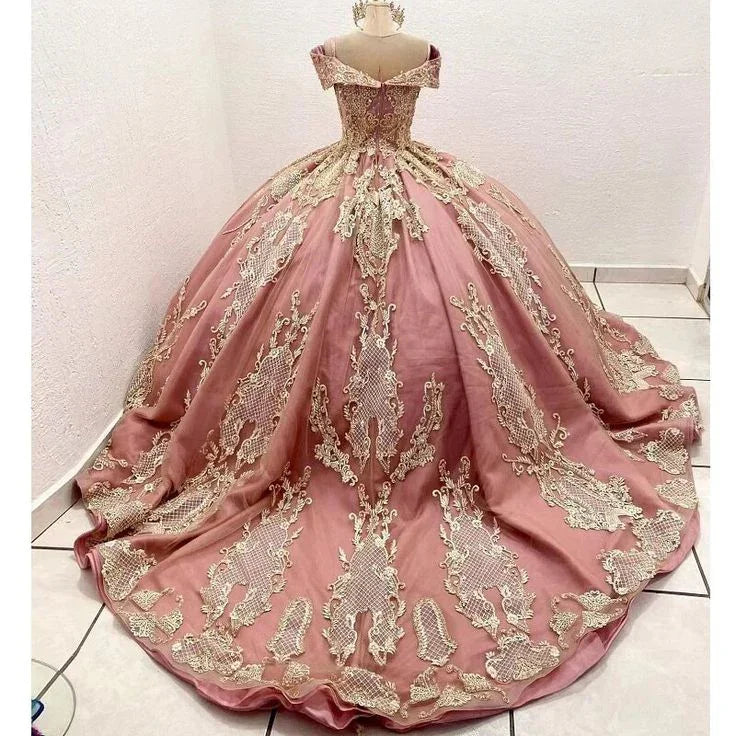 Novo Vestido de Quinze Anos para Menina Doce com Apliques de Contas, Comprimento ao Chão, Vestido de Baile de Princesa Y6521