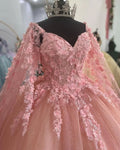 Vestido de Baile Rosa para Quinceanera com Apliques Vestido Doce 16 Y2806