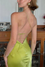 Vestido de Festa Longo Elegante Verde, Modelo Tubinho, Um Ombro, Com Fenda, Costas Descobertas, Vestido de Noite Y8550