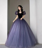 Vestido largo de princesa morado de tul con lentejuelas vestido de noche Y5619