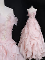 Traumhaftes rosa Kleid mit Rüschen für Prinzessinnen, rosa Ballkleid Y1971